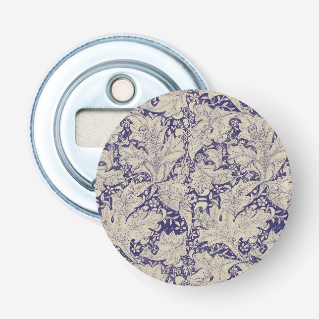 William Morris Wallflower Pattern Antique Blue Bottle Opener (Front)