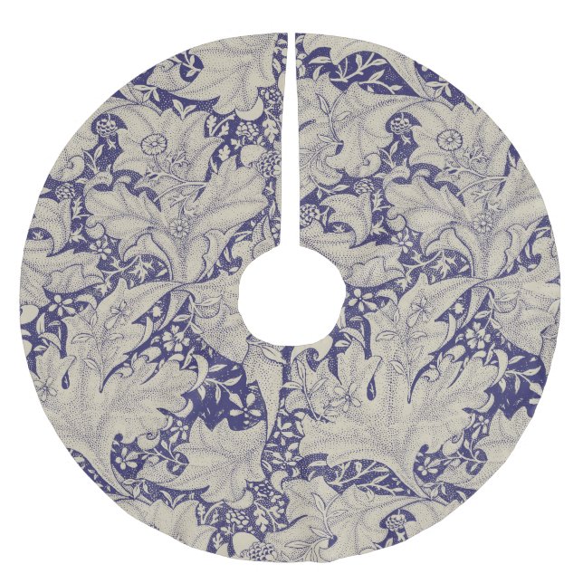 William Morris Wallflower Pattern Antique Blue Brushed Polyester Tree Skirt (Front)