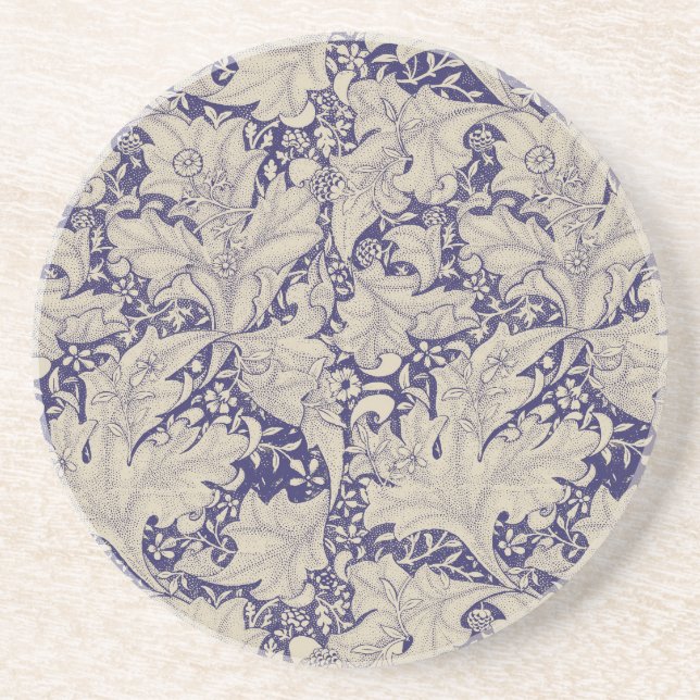William Morris Wallflower Pattern Antique Blue Coaster (Front)