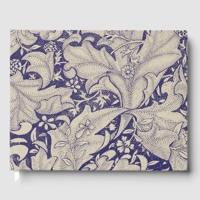 William Morris Wallflower Pattern Antique Blue Guest Book (Front)