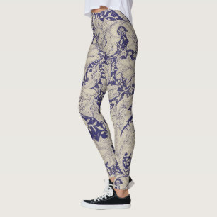 William Morris Wallflower Pattern Antique Blue Leggings
