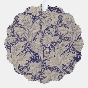 William Morris Wallflower Pattern Antique Blue Ornament Card