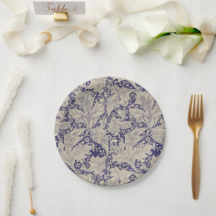 William Morris Wallflower Pattern Antique Blue Paper Plate