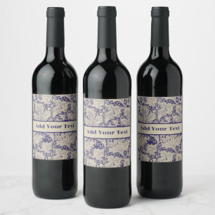 William Morris Wallflower Pattern Antique Blue Wine Label