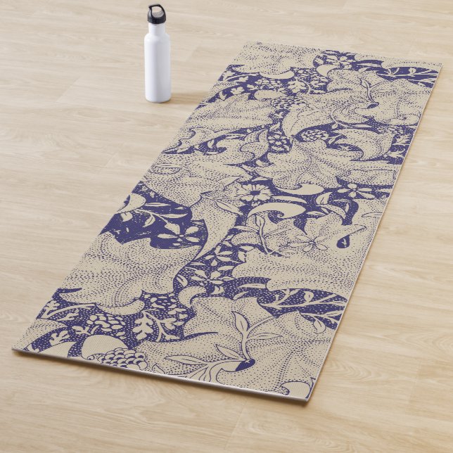 William Morris Wallflower Pattern Antique Blue Yoga Mat (In Situ)