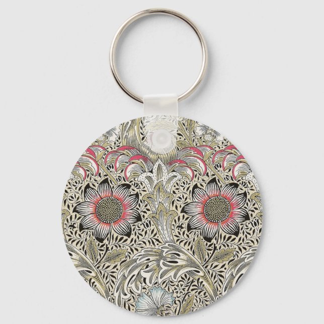 william morris wallpaper corncockle floral keychain (Front)