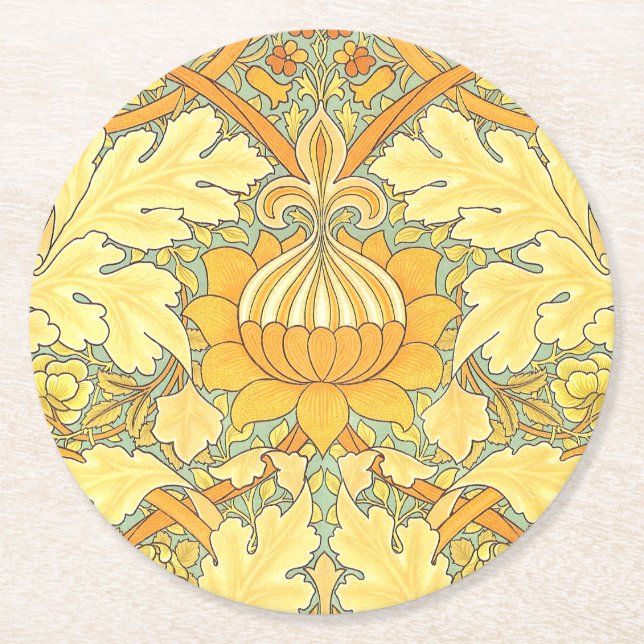 William Morris Wallpaper for St. James Place Round Paper Coaster (Front)