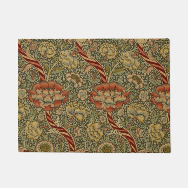 William Morris Wandle English Floral Damask Design Doormat (Front)