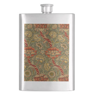 William Morris Wandle English Floral Damask Design Hip Flask