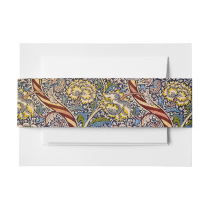 William Morris Wandle English Floral Damask Design Invitation Belly Band