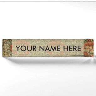 William Morris Wandle English Floral Damask Design Nameplate