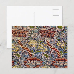 William Morris Wandle English Floral Damask Design Postcard
