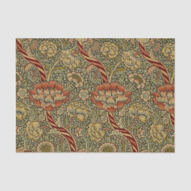William Morris Wandle English Floral Damask Design Tissue Paper (Front)