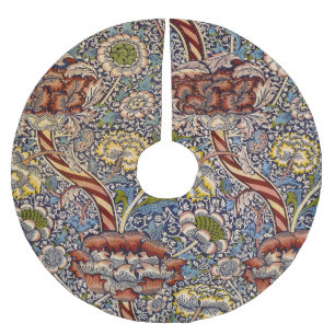 William Morris Wandle Navy Blue Floral Art Brushed Polyester Tree Skirt