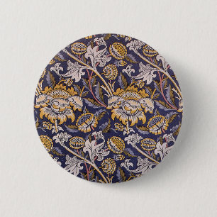 William Morris Wey Floral Arts Crafts Wallpaper 2 Inch Round Button