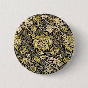 William Morris Wey Floral Arts Crafts Wallpaper 2 Inch Round Button