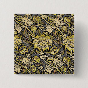 William Morris Wey Floral Arts Crafts Wallpaper 2 Inch Square Button