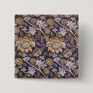 William Morris Wey Floral Arts Crafts Wallpaper 2 Inch Square Button
