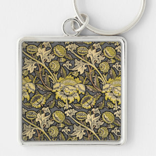 William Morris Wey Floral Arts Crafts Wallpaper Keychain