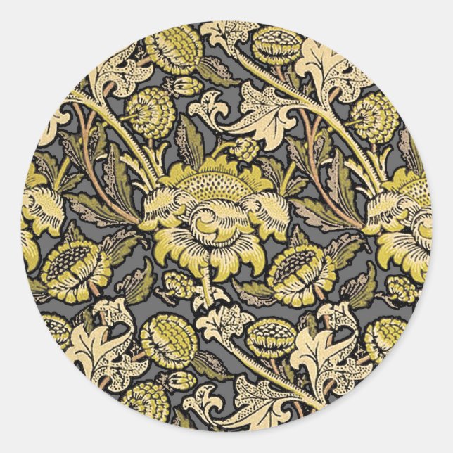 William Morris Wey Floral Wallpaper Classic Round Sticker (Front)