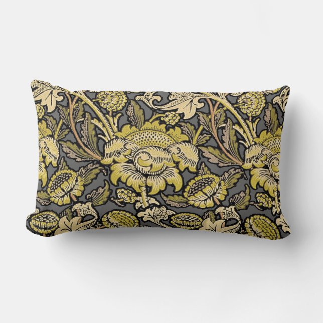 William Morris Wey Floral Wallpaper Lumbar Pillow (Front)