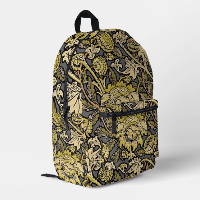 William Morris Wey Floral Wallpaper Printed Backpack (Back Corner Left)