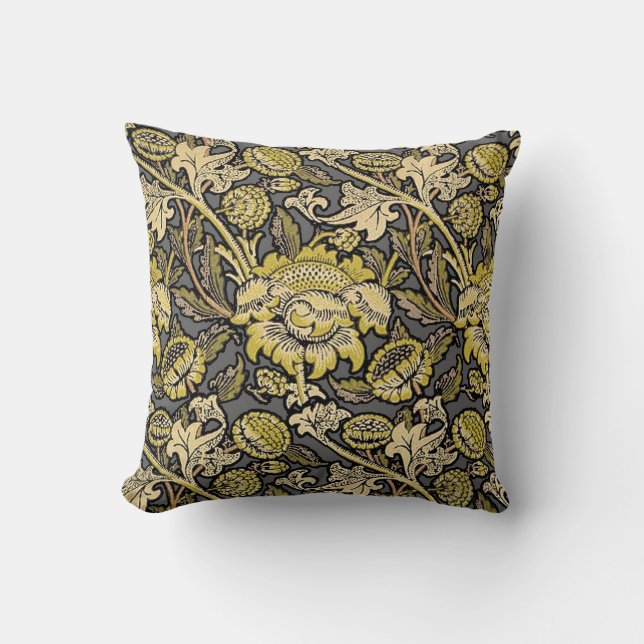 William Morris Wey Floral Wallpaper Throw Pillow (Front)