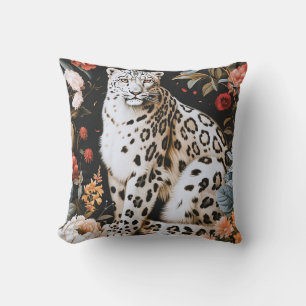 William Morris White Leopard With Floral Throw Pillow