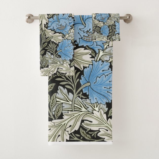 William Morris Wild Blue Poppies Bath Towel Set (Insitu)