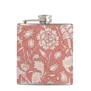 William Morris Wild Tulip Classic Victorian Design Hip Flask