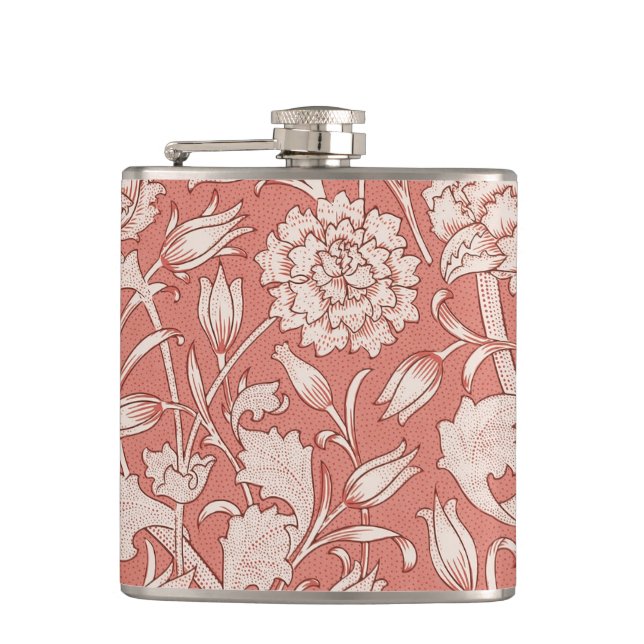 William Morris Wild Tulip Classic Victorian Design Hip Flask (Front)