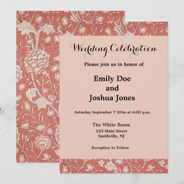 William Morris Wild Tulip Classic Victorian Design Invitation (Front/Back)