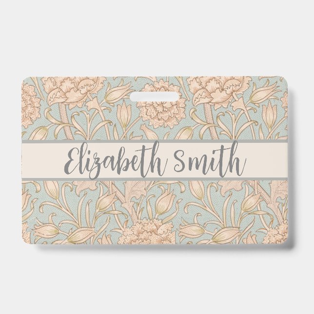 William Morris Wild Tulip Flower Floral Design Badge (Front)