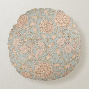 William Morris Wild Tulip Flower Floral Design Round Pillow
