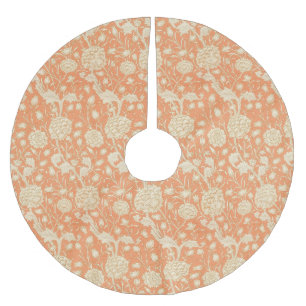 William Morris Wild Tulip Orange Floral Art Brushed Polyester Tree Skirt