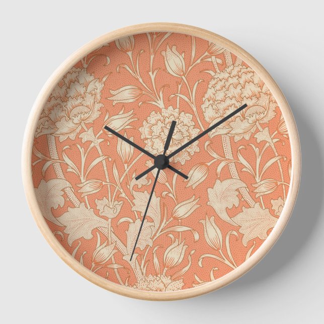 William Morris - Wild Tulips - Peach Clock (Front)