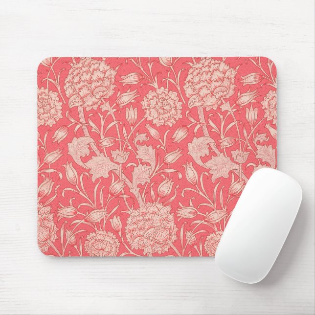 William Morris - Wild Tulips - Pink Floral Pattern Mouse Pad (With Mouse)