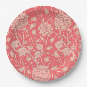 William Morris - Wild Tulips - Pink Floral Pattern Paper Plate