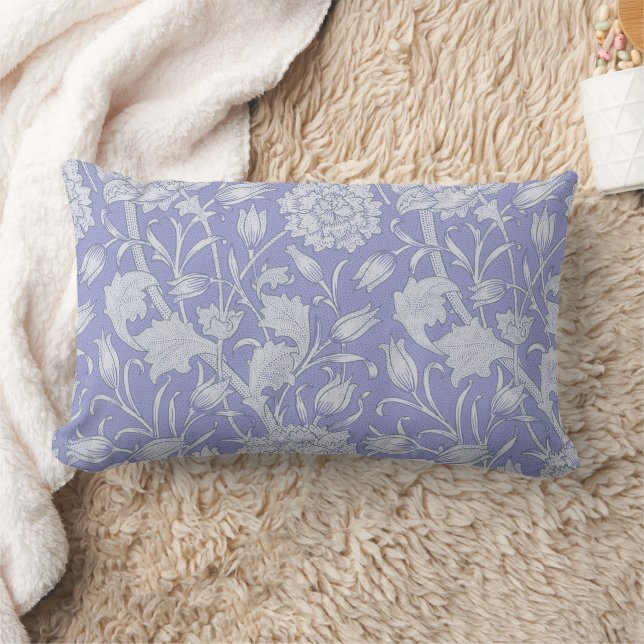 William Morris - Wild Tulips Purple Floral Pattern Lumbar Pillow (Blanket)