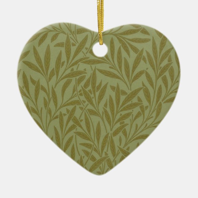 William Morris Willow Antique Green Leaf Vine Art Ceramic Ornament (Front)
