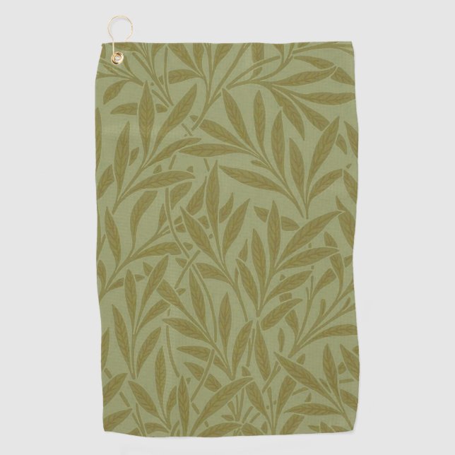 William Morris Willow Antique Green Leaf Vine Art Golf Towel (Front)