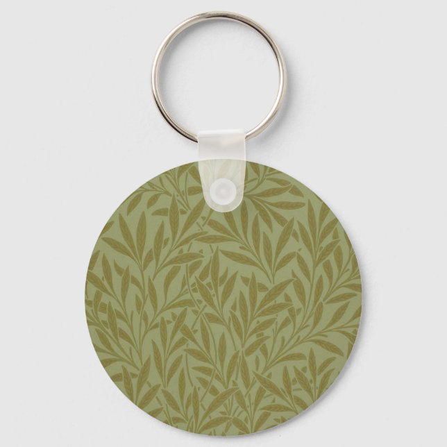 William Morris Willow Antique Green Leaf Vine Art Keychain (Front)