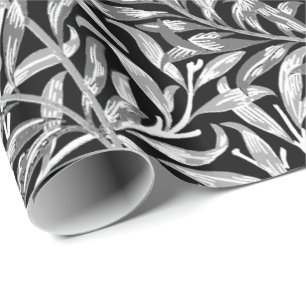 William Morris Willow Bough, Black, White & Grey Wrapping Paper