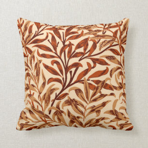 William Morris Willow Bough, Brown and Beige Throw Pillow