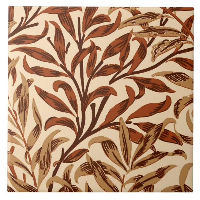William Morris Willow Bough, Brown and Beige Tile (Front)