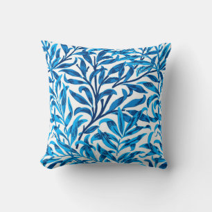 William Morris Willow Bough, Cobalt Blue & White Throw Pillow