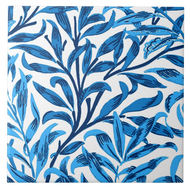 William Morris Willow Bough, Cobalt Blue & White Tile (Front)