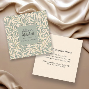 William Morris Willow Bough Elegant Botanical Square Business Card