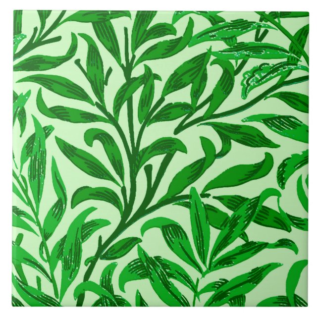 William Morris Willow Bough, Emerald Green Tile (Front)