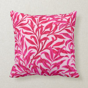 William Morris Willow Bough, Fuchsia Pink Throw Pillow